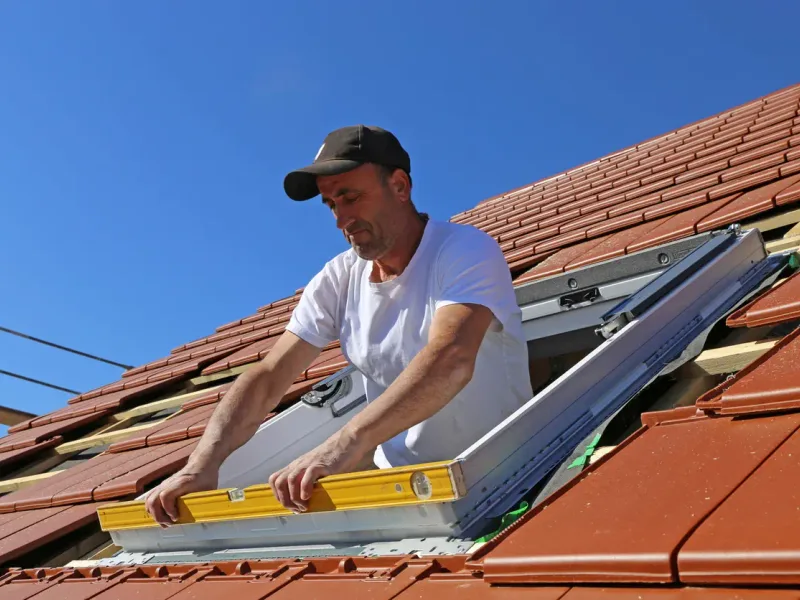Installation d'une fenêtre de toit sur toiture en tuiles — France