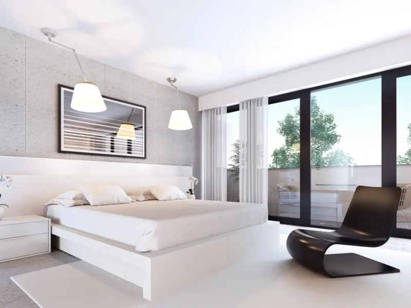 Chambre avec baie vitrée double vitrage — France