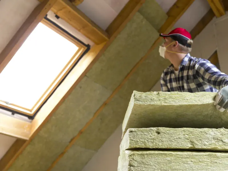 Pose de laine de roche sur les rampants d’un comble — France