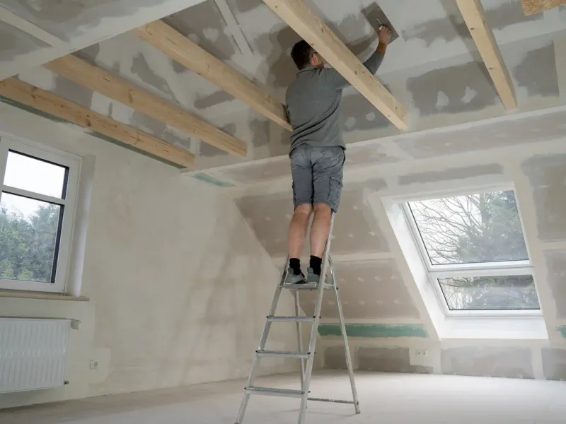 Finition placo des rampants sous toiture — France